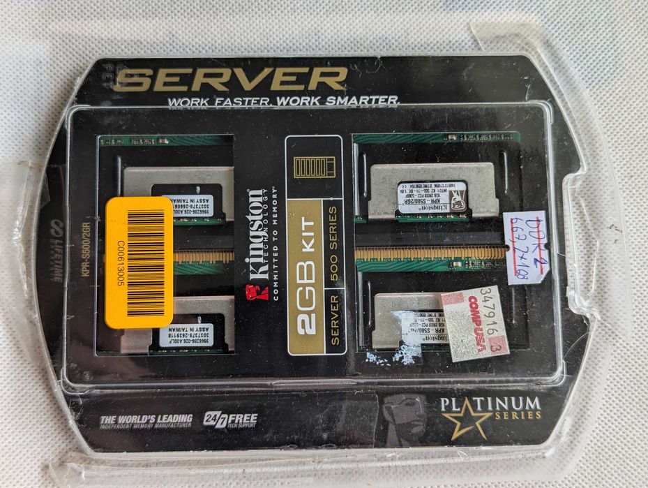 Нова ретро KIT 2x1 GB Серверна ECC REG DDR2 Kingston PC2 5300
