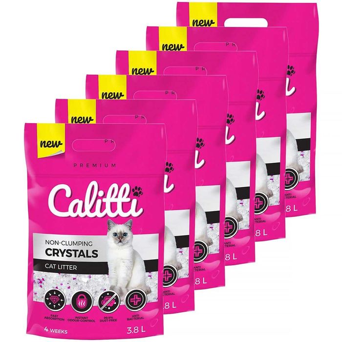 Żwirek silikonowy dla kota Antybakteryjny Calitti Crystals 6x3,8L