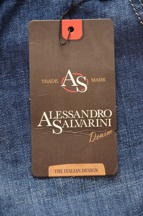 Spodnie dżinsy jeansy Alessandro Salvarini W42 L30 nowe z met. granat