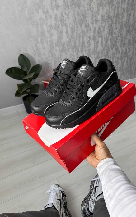 Кросівки Nike Air Max 90 Reflective Black | кроси Найк Аір Макс 90 чорного кольору шкіряні