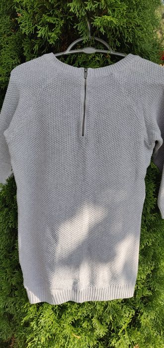 Szary sweterek 3/4 rękaw z zamkiem z tyłu M/L