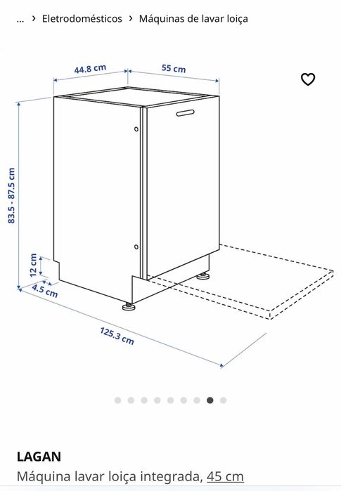 Máquina loiça integrada 45 cm estreita IKEA