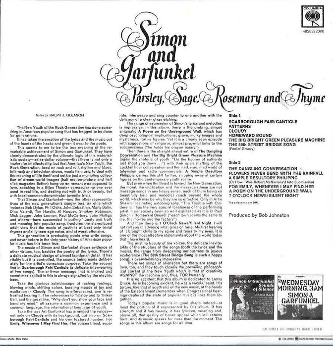 Simon & Garfunkel - - - - - Parsley, Sage, Rosemary and Thyme - - - CD