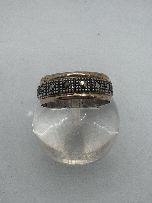 Aliança de Prata e Ouro Vintage e marcassites