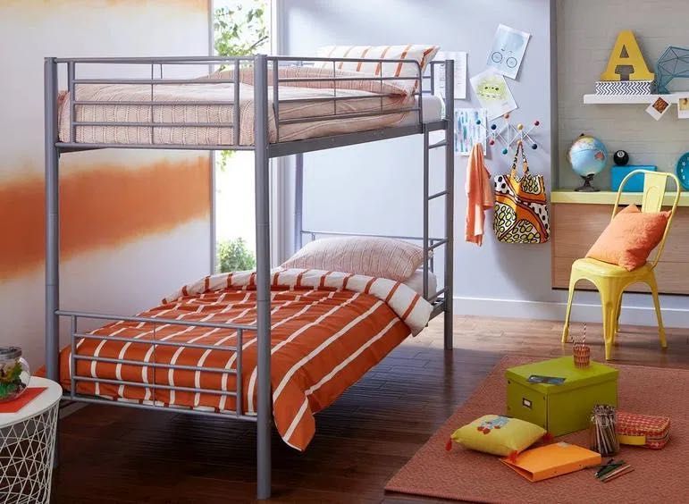 Łóżko piętrowe metalowe IKEA SVARTA szare