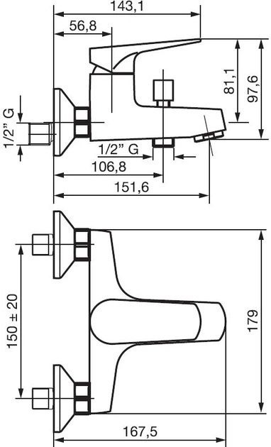 Смеситель для ванны EMMEVI Nicla CR89001