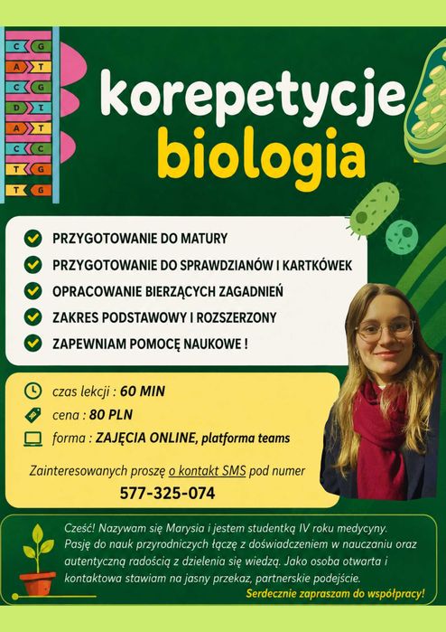KOREPETYCJE BIOLOGIA ROZSZERZONA/PODSTAWOWA