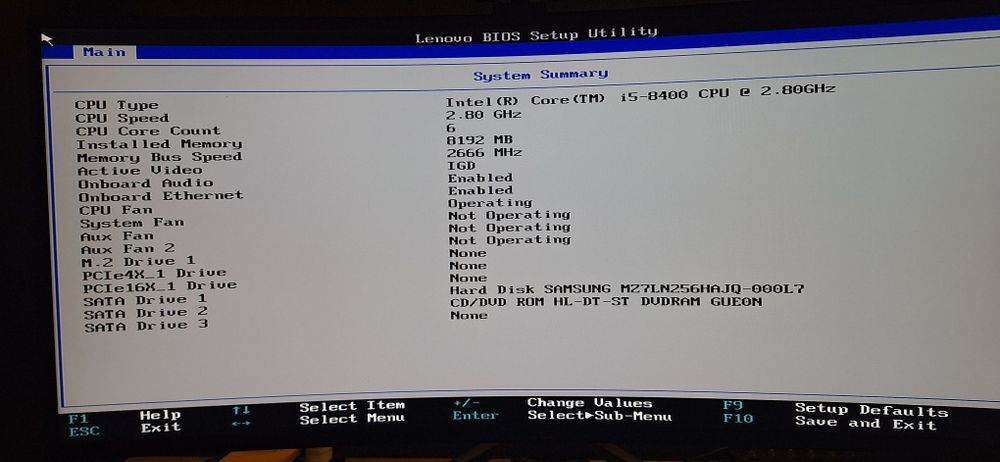 Lenovo m720s wifi 256ssd win 10 i5-8400
