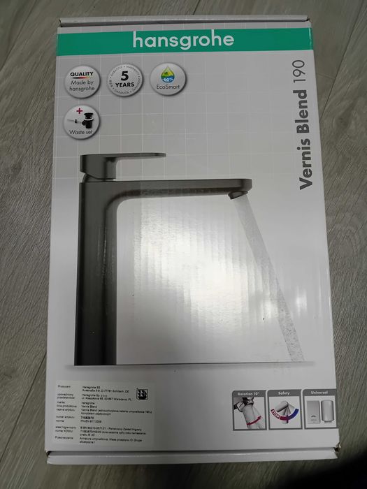 Korek przelewowy czarny z baterii hansgrohe