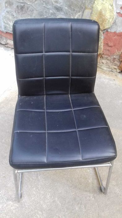 Retro krzeslo biurowe skorka chrom