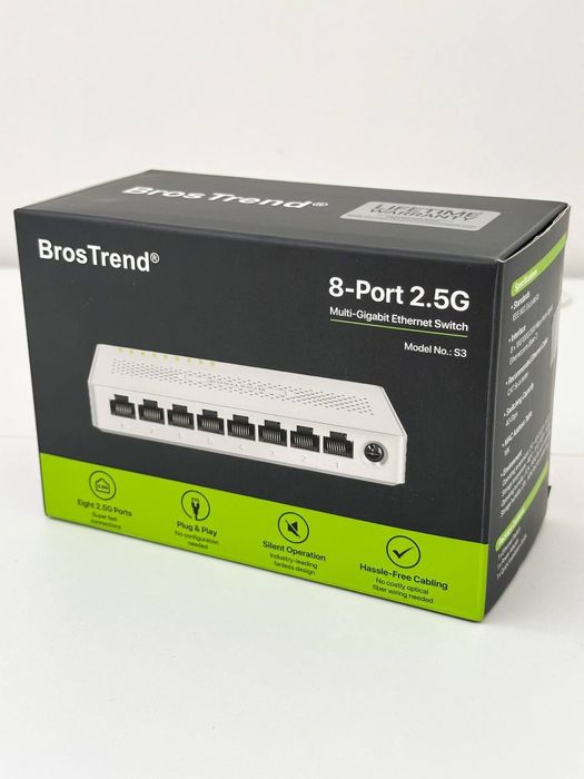 Комутатор BrosTrend 2.5Gb, 8-портовий мережевий комутатор 2.5 Gigabit,