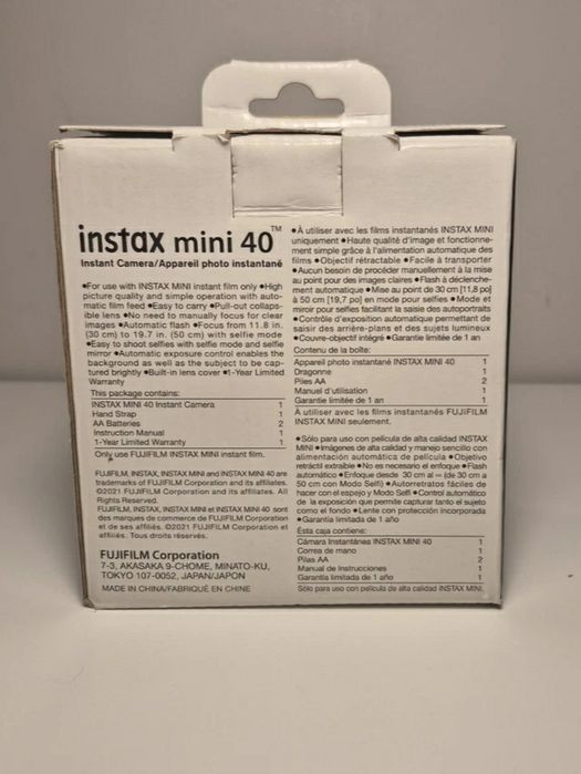 Instax Mini 40 Fujifilm - Preto - Máquina Fotográfica Instantânea