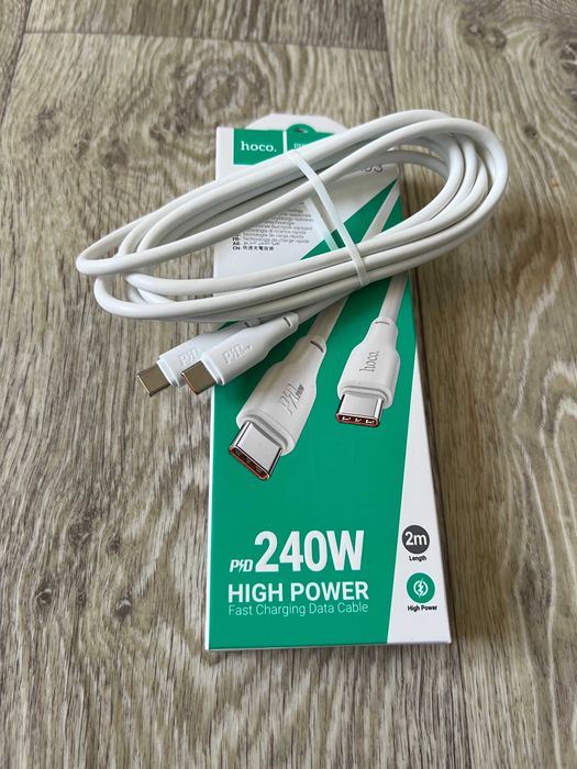 Кабель usb hoco x93 force 240w type-c to type-c 2m колір бiлий
