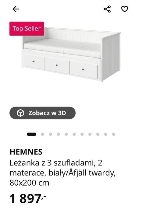 Rama łóżka HEMNES z Ikea