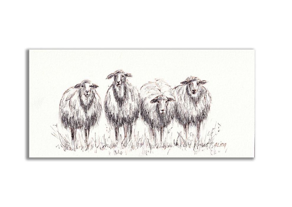 Obraz ręcznie malowany "Owce"