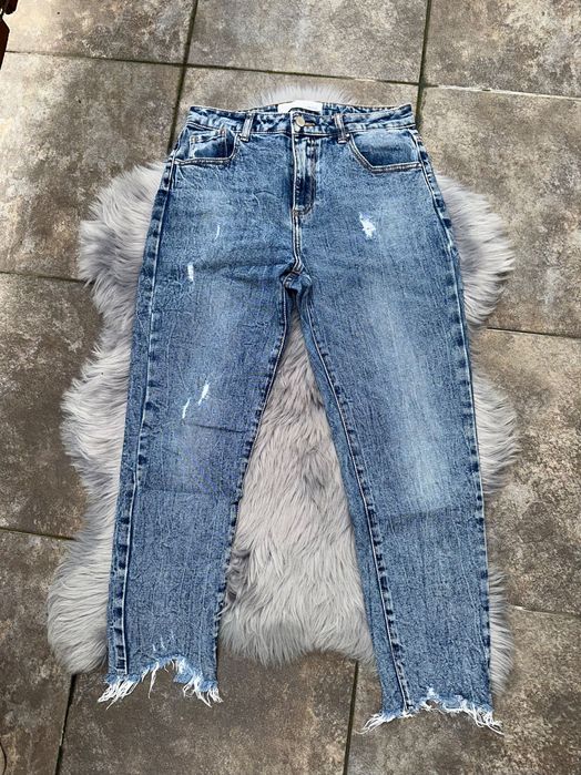 spodnie jeansowe Queen Hearts Paris r M 38 dżinsy bawełna girlfriend