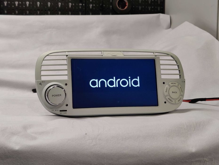 Radio 2 DIN Android 13 Fiat 500– Branco GPS WIFI CarPlay - Novo