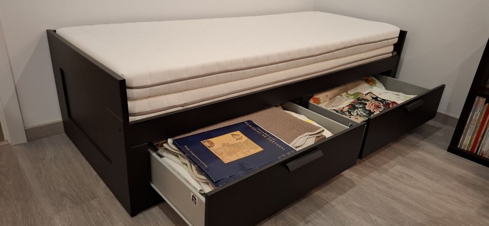 Cama Individual/Dupla Ikea Brimnes Preta 80X200 cm