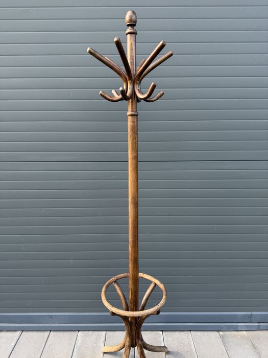 Stojący wieszak stary drewniany gięty w stylu Thonet