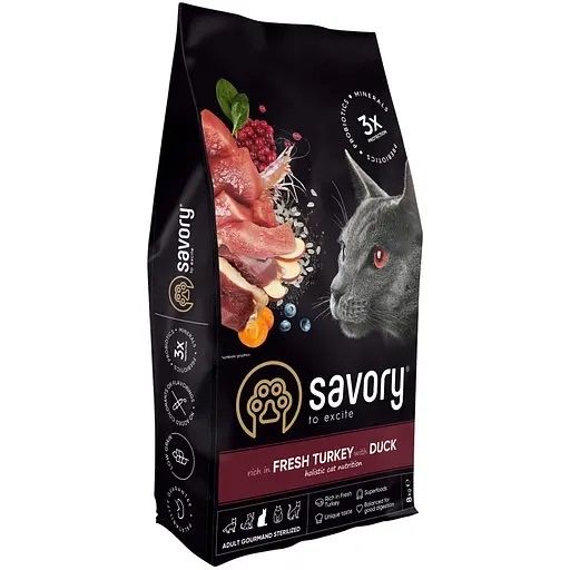 Savory Steril Turkey Duck для кастрированных котов 8 кг
