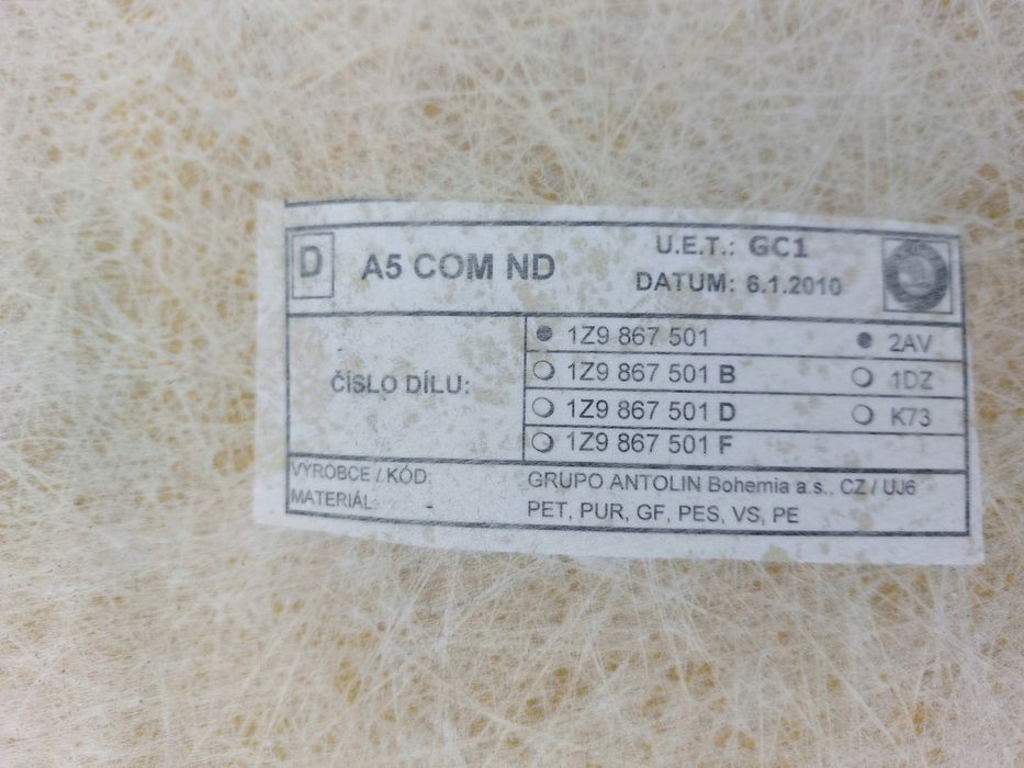 skoda octavia ii lift kombi podsufitka 1z9867501