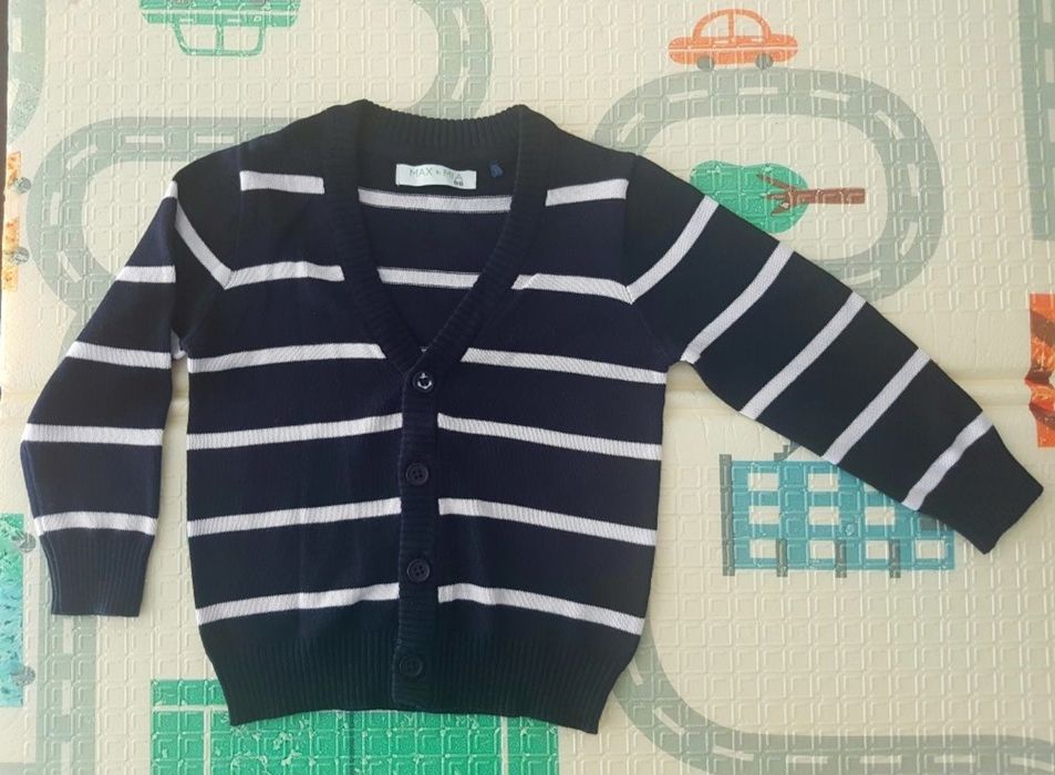 Sweter granatowy zapinany na guziki, NOWY rozmiar 98