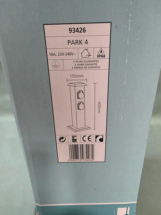 Słupek ogrodowy rozdzielacz 4x gniazdo 230V czarny IP44 Eglo Park 4