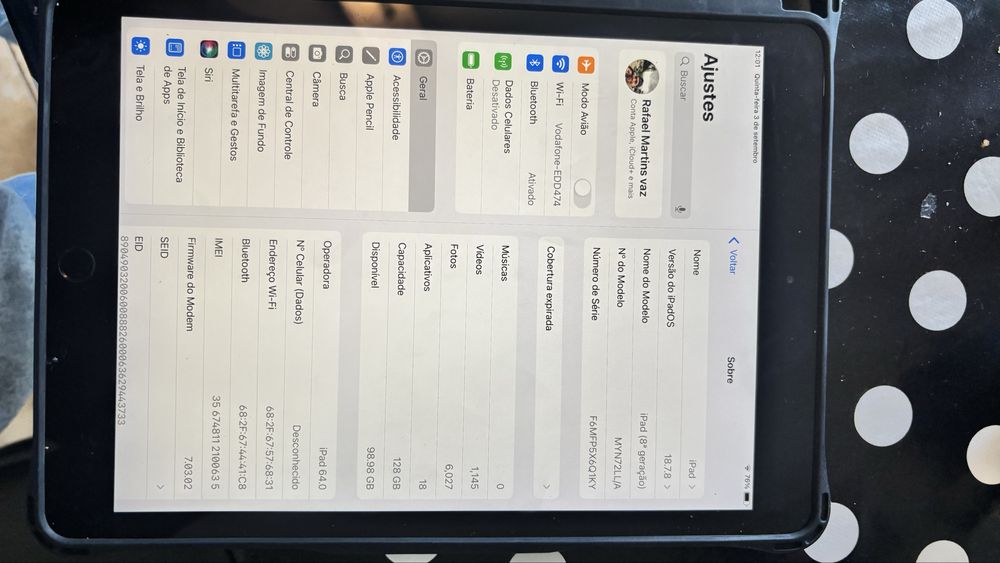 Ipad 8 geração 128 GB