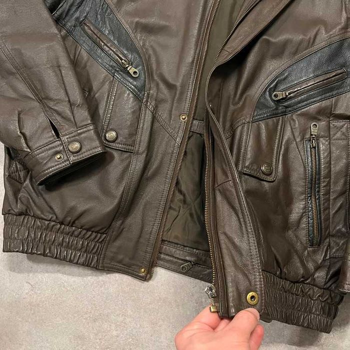 Vintage Kurtka Skórzana Kamizelka Leather Jacket Vest Retro Y2K 90s