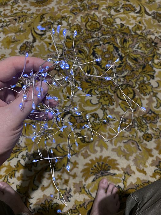 Гірлянда Мішура на батарейках, 2м, холодний білий, 100 LED