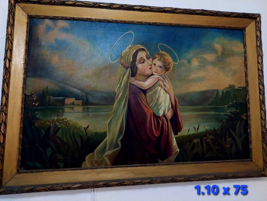 Quadro com pintura a oleo de 1945 em muito bom estado