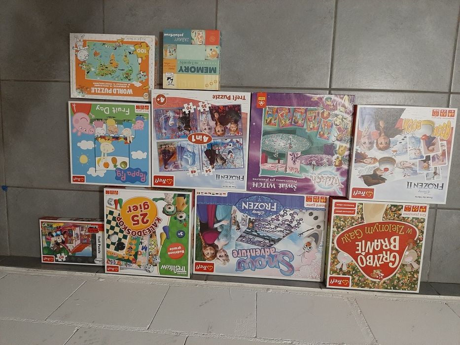 Zestaw gier i puzzli ELSA, grzybobranie Trefliki, Peppa  Miki.