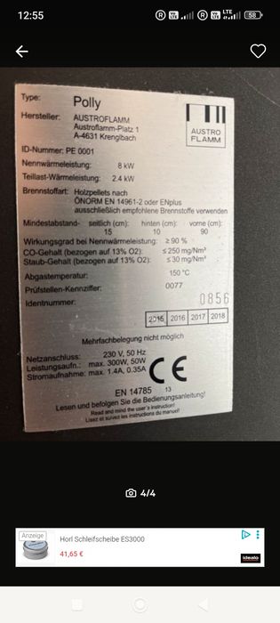 Piecyk na pellet Austroflamm Polly 8kW | Stan BDB | Wersja Stalowa