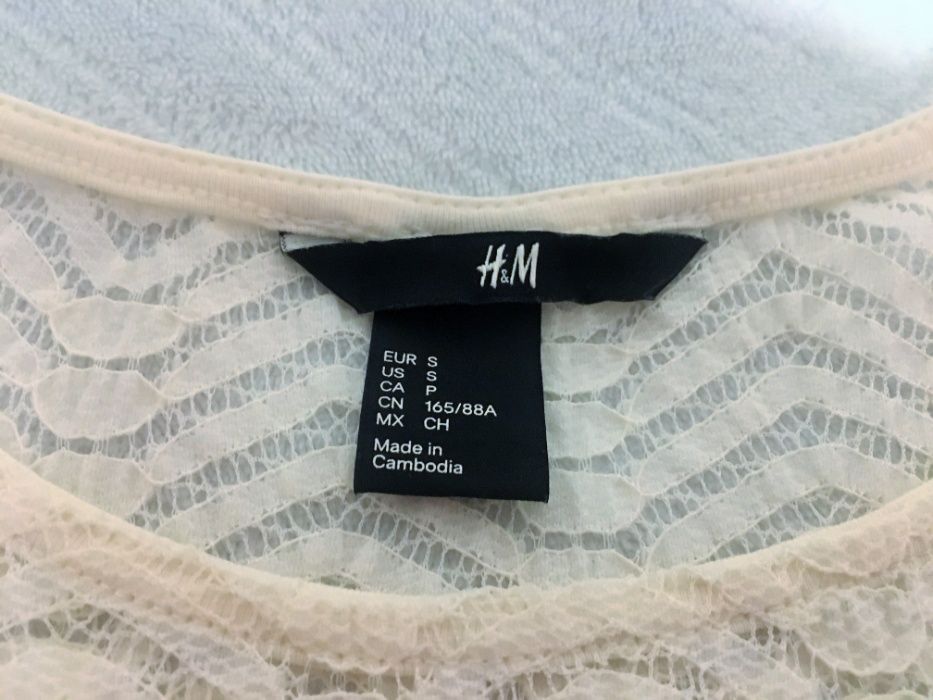 bluzka z koronką H&M S