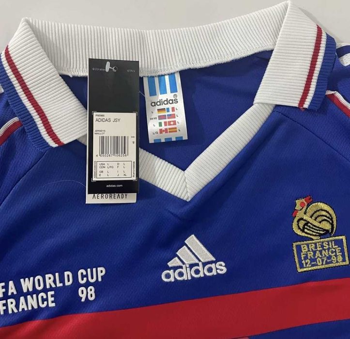 Футболка Adidas Франція 1998 Зідан, ретро форма Zidane France синя