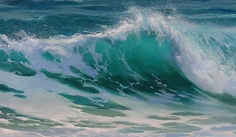 Картина маслом море, морський пейзаж (полотно,олія) "Шепіт білої піни”