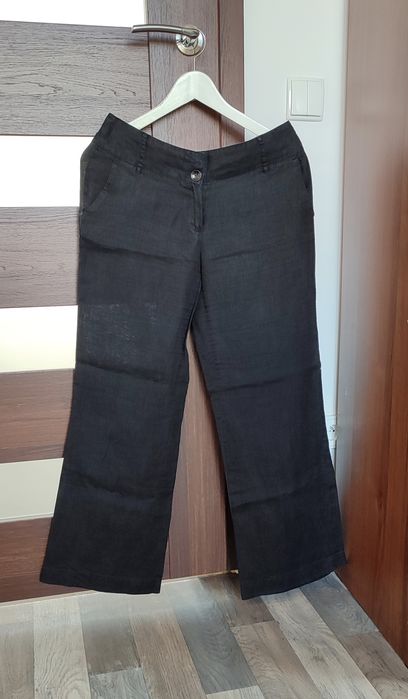 Spodnie lniane damskie czarne rozmiar M