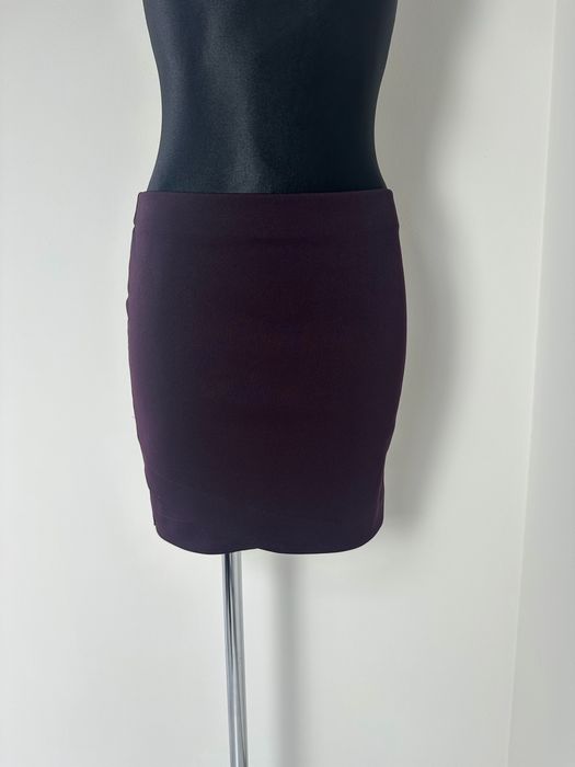 Bordowa mini spódniczka z zakładką rozm. S