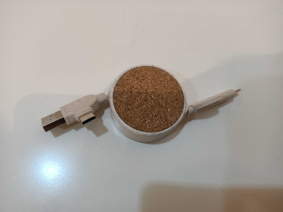 Kabel, przewód zwijany SLOPI 09175-17, USB-A i USB-C do USB-C i Lightning Apple - 1m