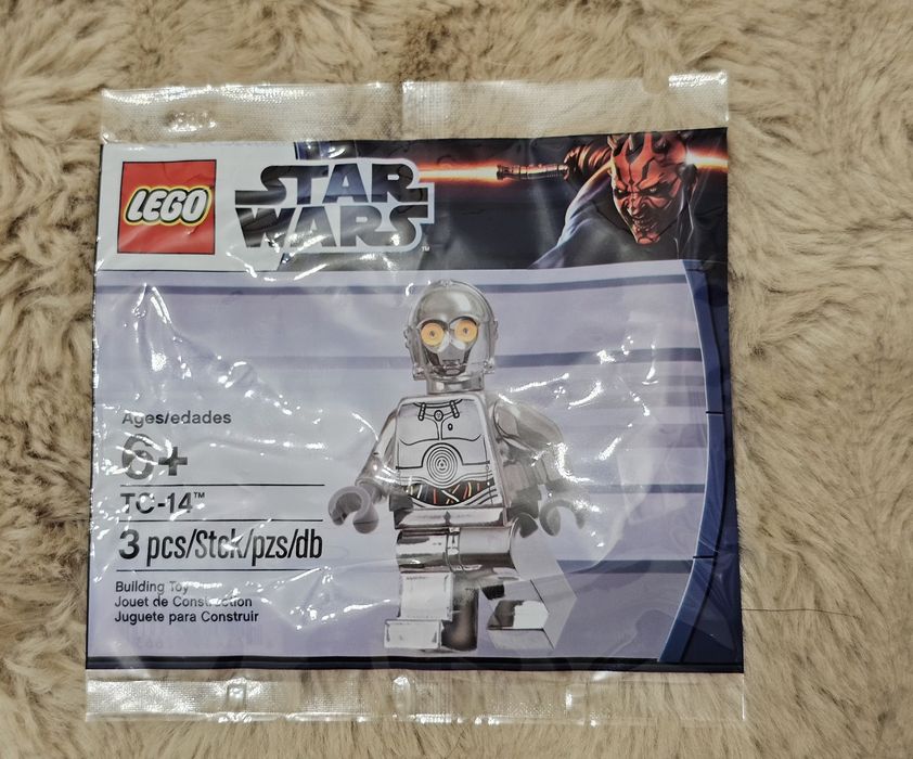 Klocki lego minifigurka Star Wars droid TC-14 chrome unikat