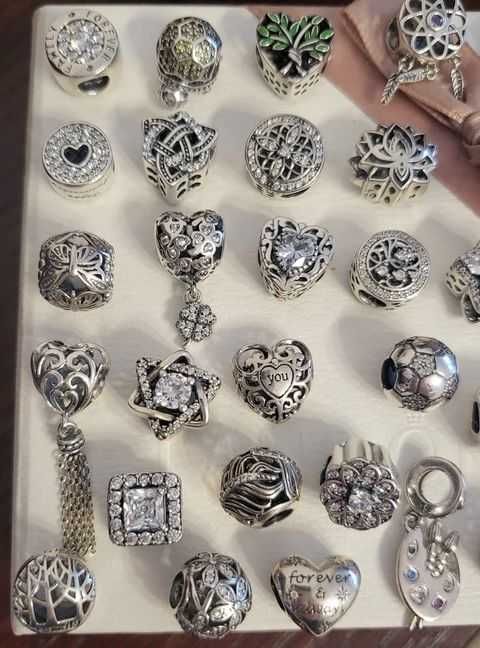 Charms, koralik do bransoletki Pandora, koniczynka, kwiat sowa piłka