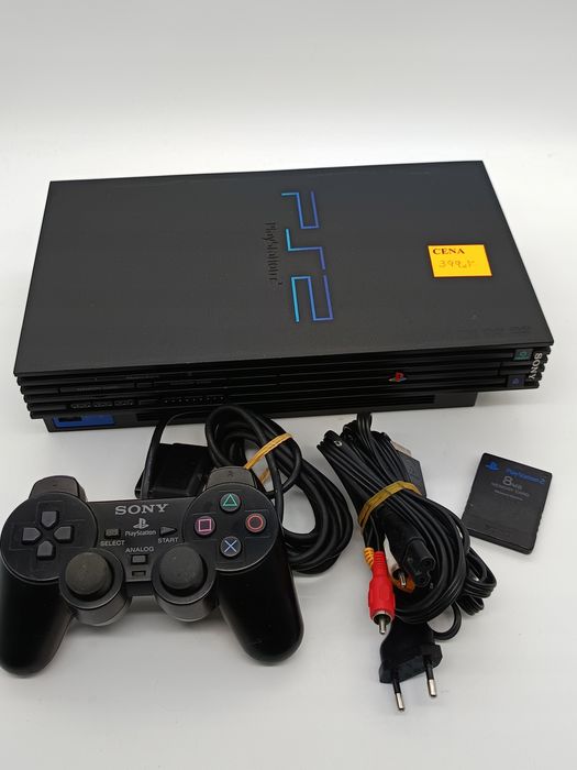 konsola playstation 2 fat + pad + karta pamięci + okablowanie