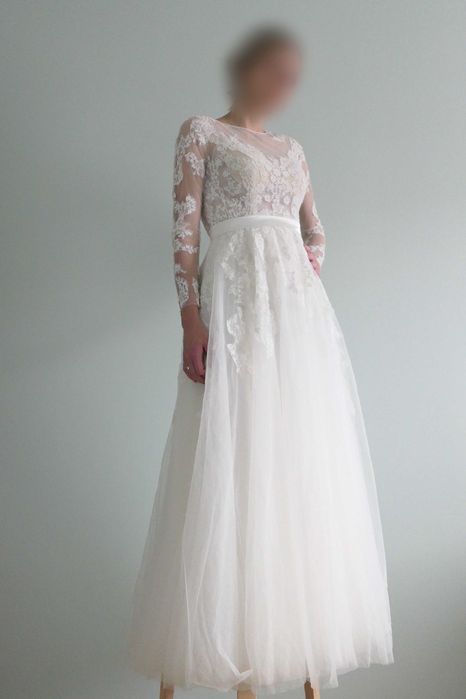 Suknia ślubna Amy Love, boho, rustykalna, kolor śmietanowy