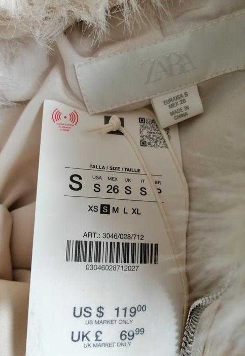 Куртка мех zara s бомбер экрю