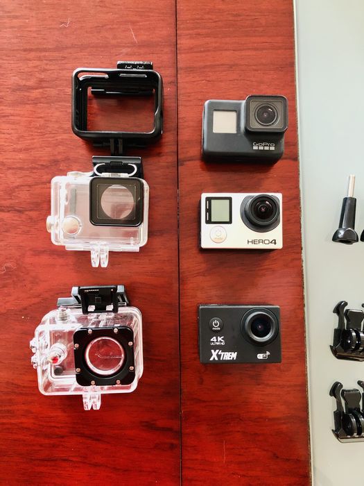3 cameras 4K, GoPro 7 Black + GoPro 4 Black + 4K camera + Many accessories + Transport case64751782827137120