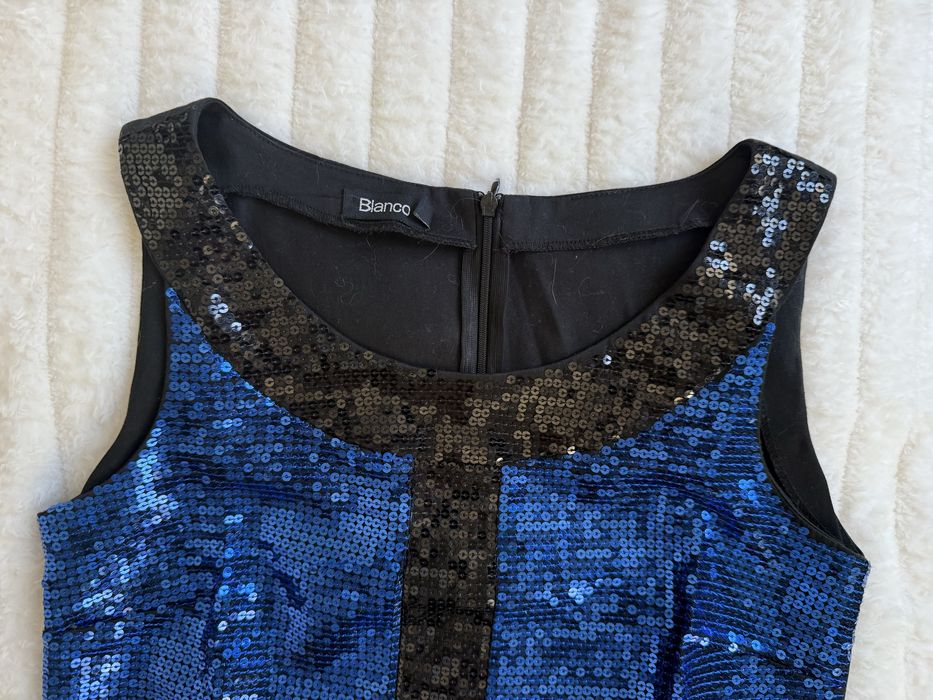 Vestido festa preto e azul com brinhantes tamanho S