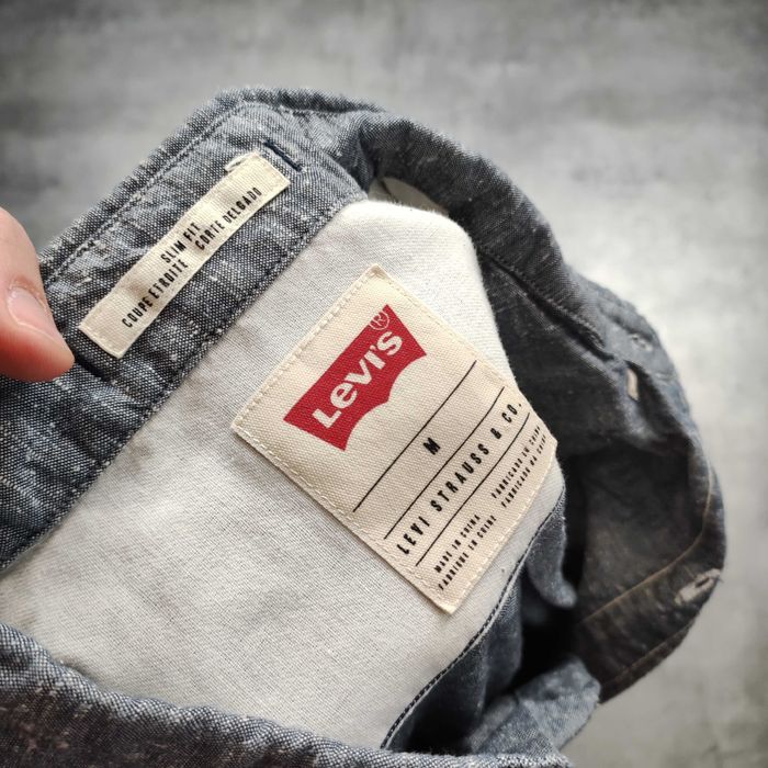 MĘSKA Koszula Elegancka PREMIUM Szara Kieszonka Levis Bawełna Klasyk