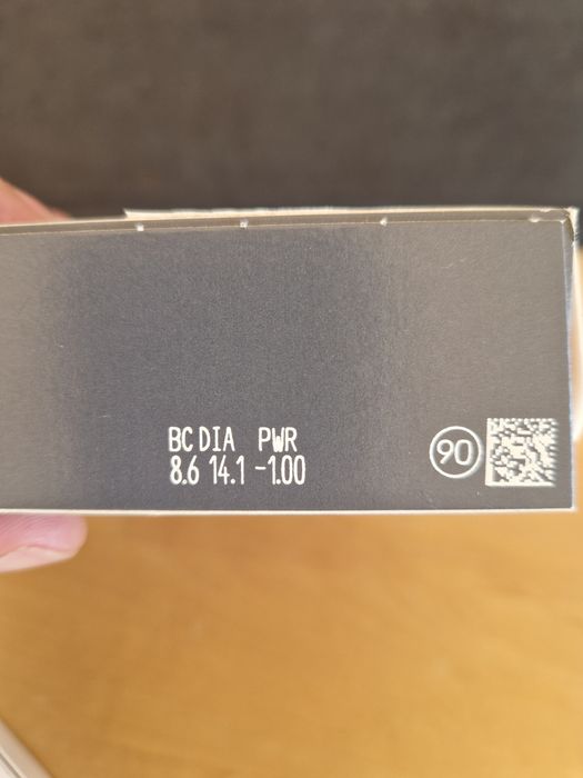 Lentes contacto -1 e -1.25 caixas de 90 unidades.