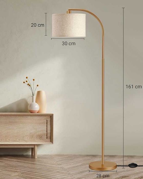 EDISHINE Lampa stojąca łukowa 161 cm złota E27 LED