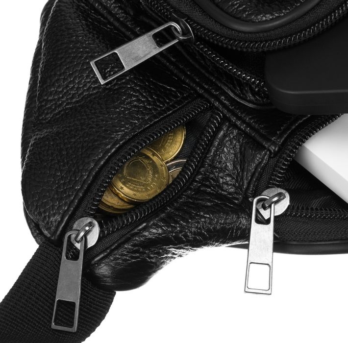 Saszetka nerka ze skóry naturalnej na biodra crossbody skórzana nowa